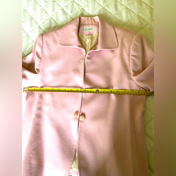 100% fine wool light pink blazer jacket collared single hook & eye closure US 12 - Picture 15 of 16